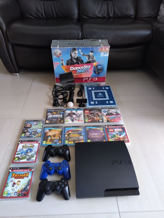 // PlayStation 3 Mega Zestaw Kontroler Move * 3 pady * 12 gier //