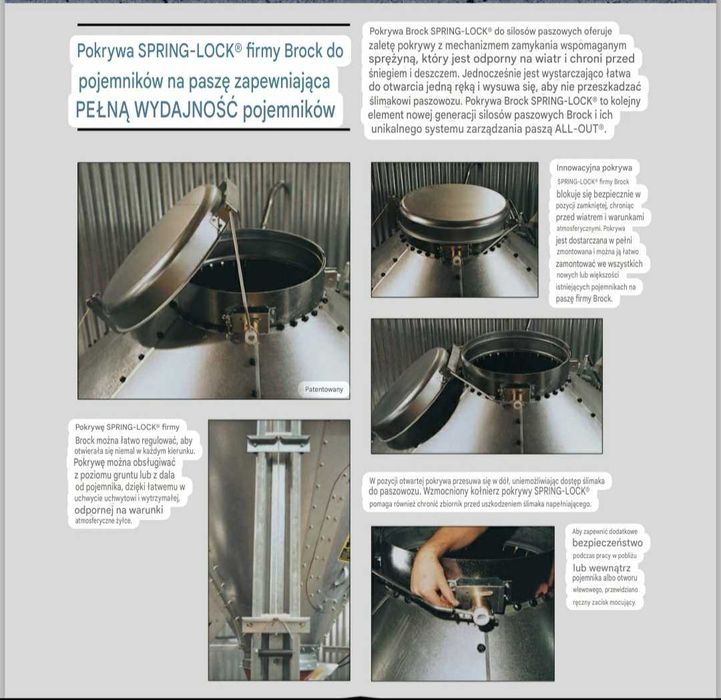 Pokrywa  z zamkiem sprężynowym + kołnierz  do silosów paszowych