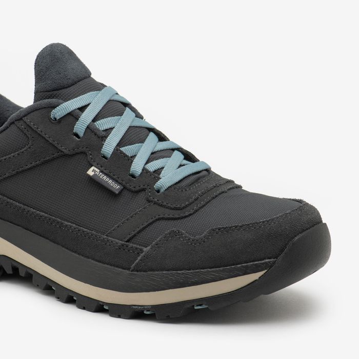 Calçado de caminhada impermeável mulher, NH500 Couro WP cinzento