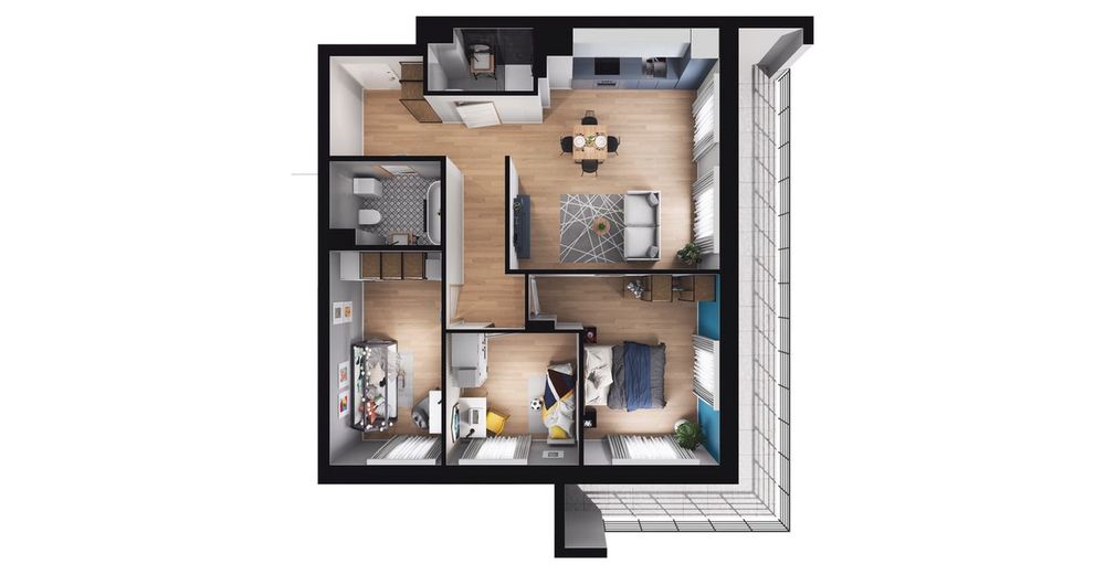 4-pokojowe mieszkanie 70 m² + balkon - Widok 3