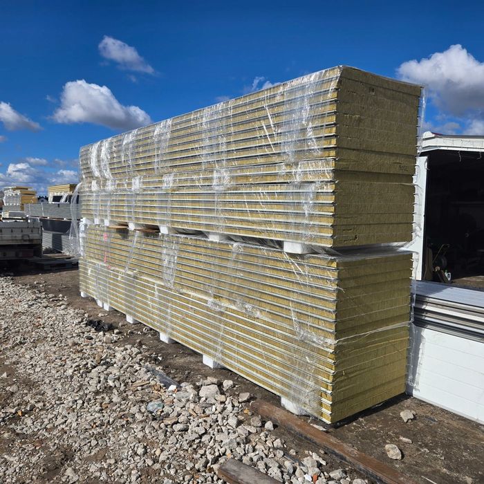 Płyta warstwowa 120mm WEŁNA P.POŻ II gat, NOWA biała/biała