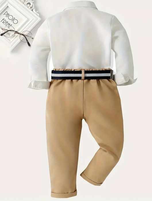 Elegancki zestaw 4-5 lat Koszula Spodnie Pasek Strój dla chłopca