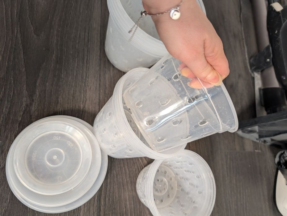 Doniczki z bocznymi dziurami przezroczyste hydroponika