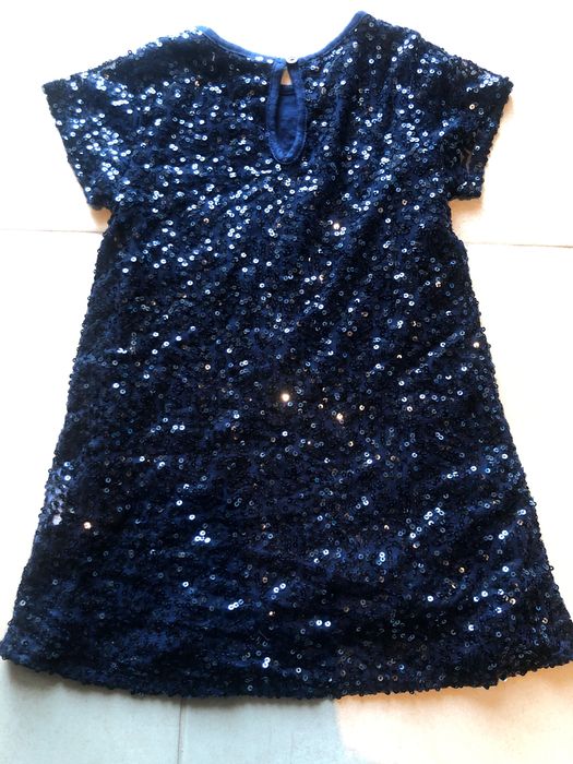 Vestido de lantejoulas azul-marinho 4 anos