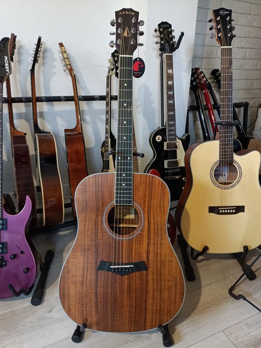 Gitara Akustyczna Arrow Silver KOA, Lity Świerk - Nowa / Okazja / Wyprzedaż Magazynowa