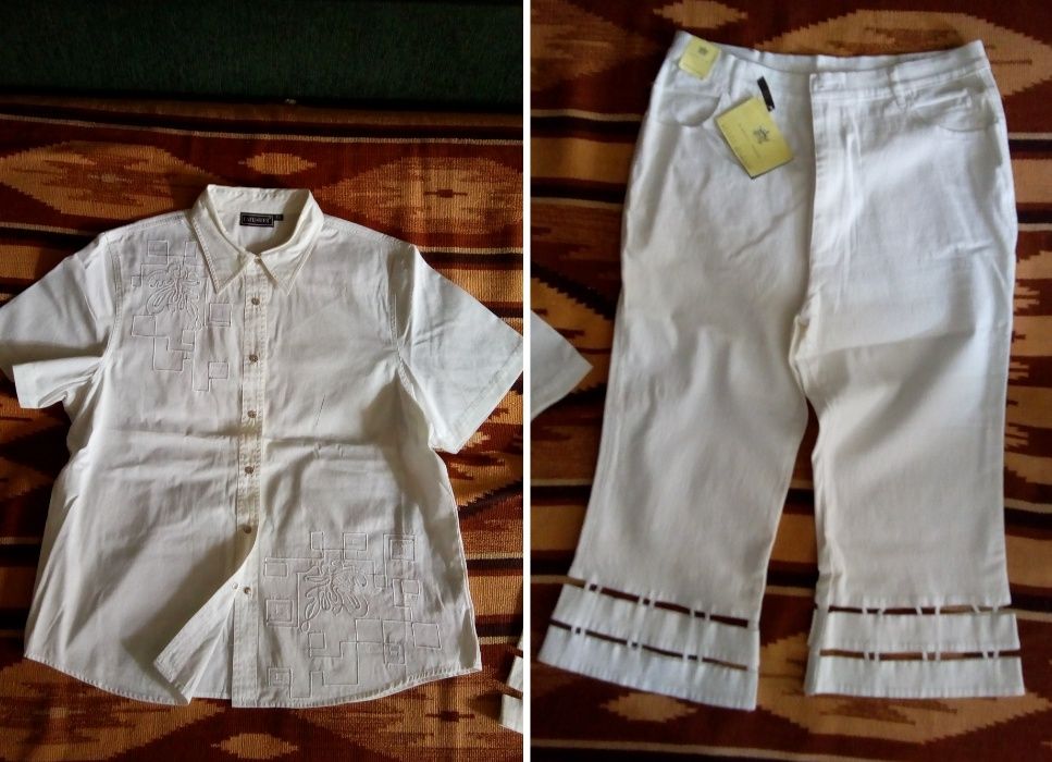 Джинсовый костюм (рубашка и штаны). Женский. Стрейч. 48/4XL/54