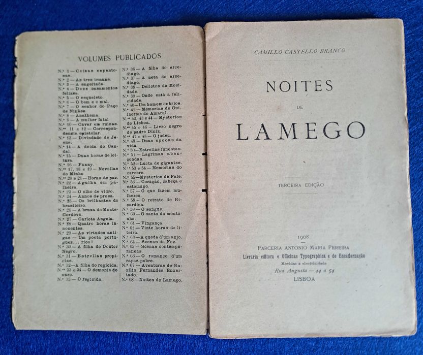 Noites de Lamego - Camilo Castelo Branco - 1908