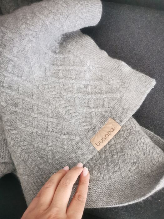 Kocyk wełniany Bugaboo. Koc wełna do wózka warkocz szary ORYGINAŁ