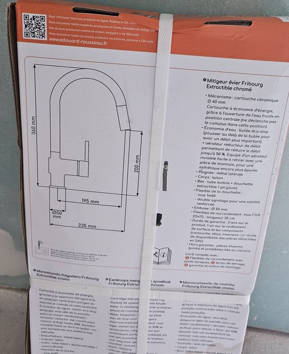 Conjunto Cozinha: Torneira c/ Chuveiro + Lava-loiça Inox 45cm (Novo)