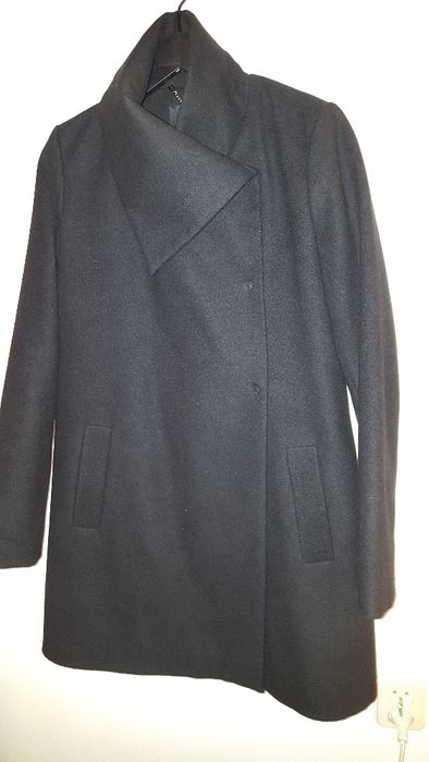 Ciążowy elegancki czarny płaszcz do kolan r. S/M PRETTY GIRL METURA