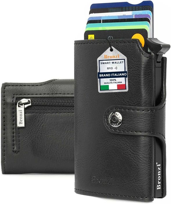 Portfel męski Bronzi Slim – brązowa skóra – etui na karty kredytowe