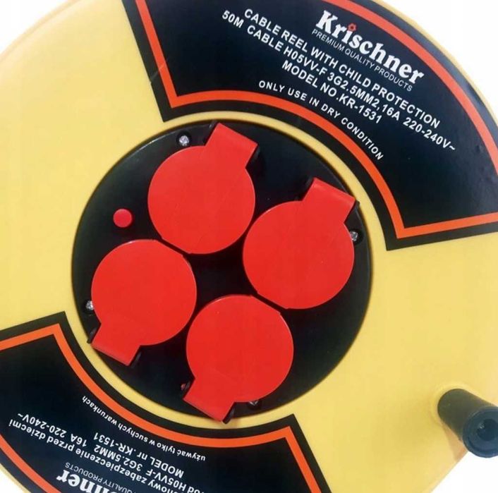 PRZEDŁUŻACZ NA BĘBNIE bębnowy 50m 3x2,5 z klapkami budowlany