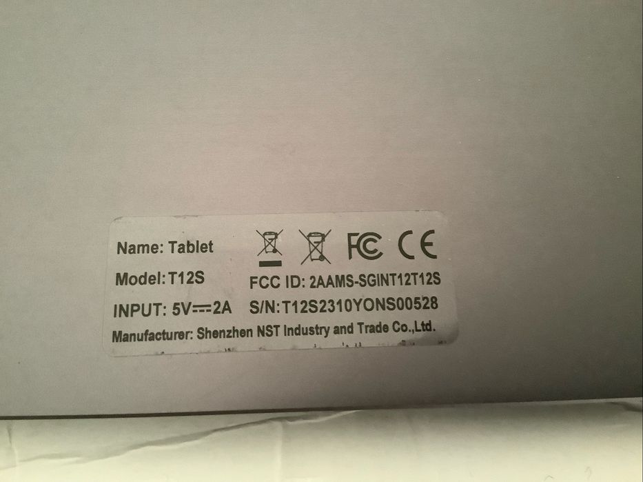 Tablet SGIN T12S - Venda de pecas