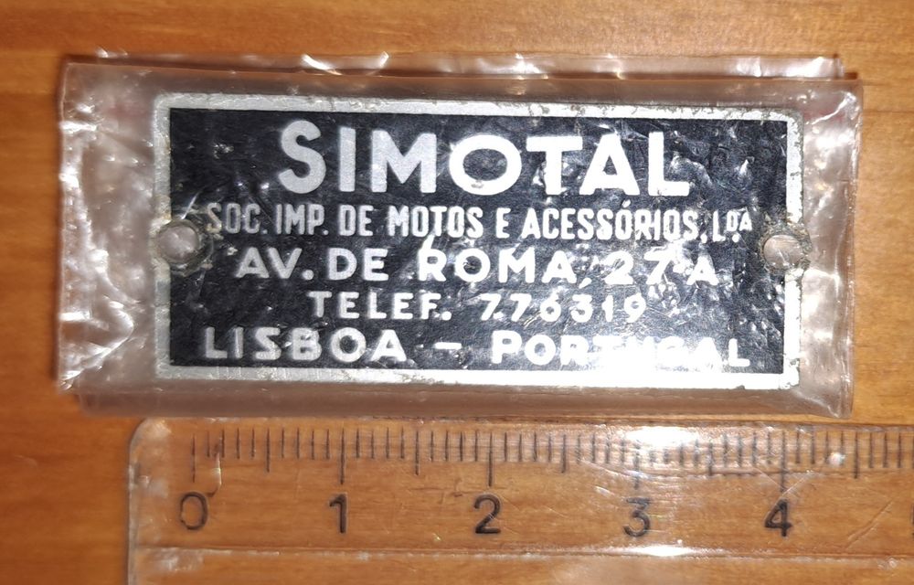 Chapa antiga de importador Português - SIMOTAL (Lisboa) - RARÍSSIMA!