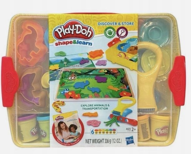Zestaw Play-Doh Shape Learn Walizka Ciastolina Foremki 6 Tub Akcesoria