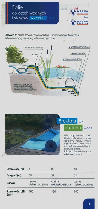 NAJTANIEJ !!! Folia Basenowa [ Akwen ] Folia do oczka wodnego