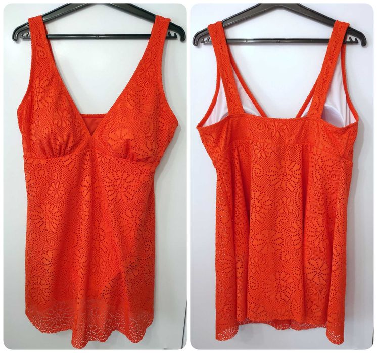 Купальник суцільний оранж прошва р.50-52 Studio бюст С-D з спідничкою