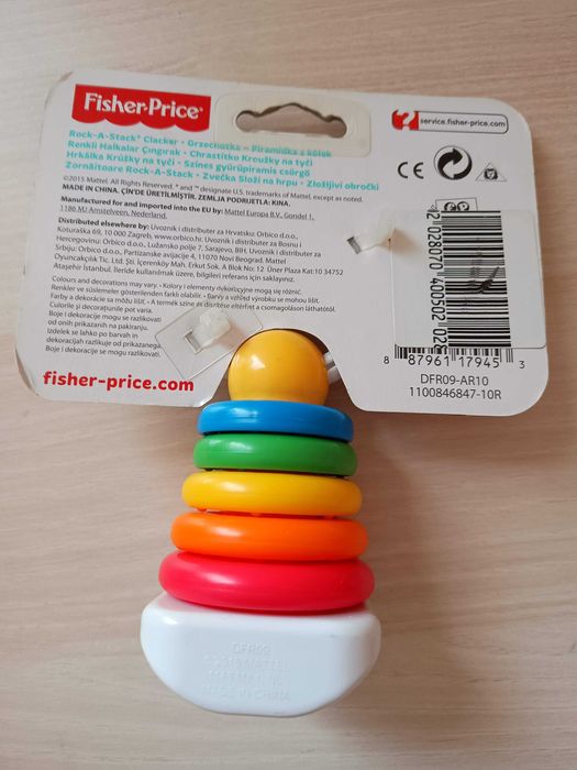 Grzechotka piramidka z kółek Fisher Price piramida kółka wieża