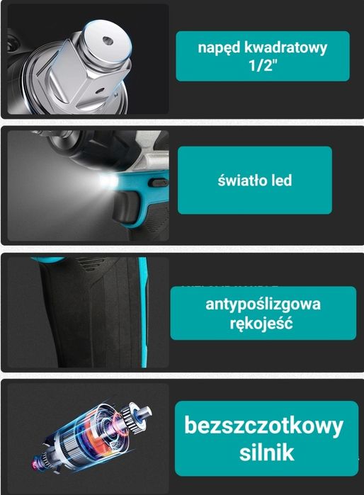 Klucz Udarowy do Bateii Makita 1800Nm 700Nm bezszczotkowy 3 biegi