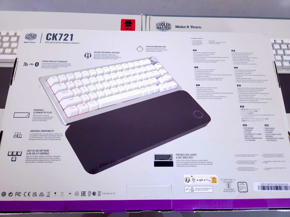 Бездротова механічна клавіатура Cooler Master CK721 RGB 65% Silver-Wht