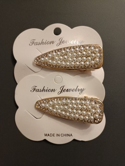 Zestaw spinek łezka perełki