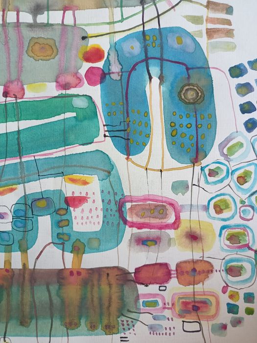 Obraz akwarelowy, akwarela, abstrakcja, praca autorska, format A2