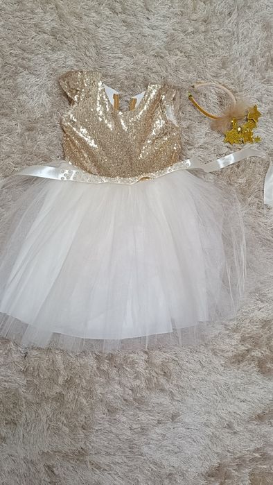 Святкова сукня, зірка, сніжинка, новорічна , золота паєтка, розмір 122