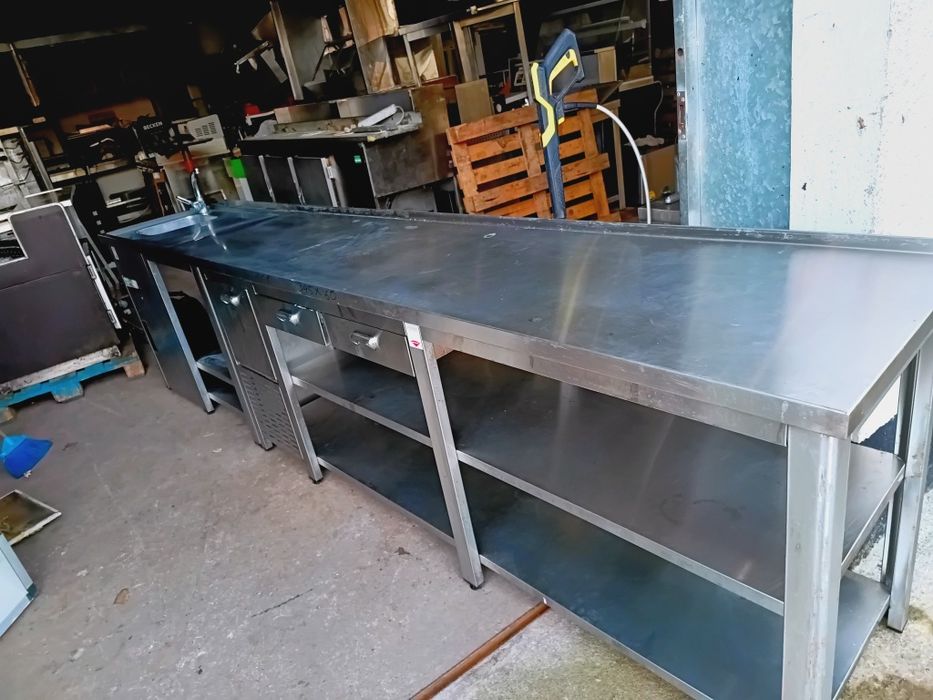 Bancada inox com pio 345 cm