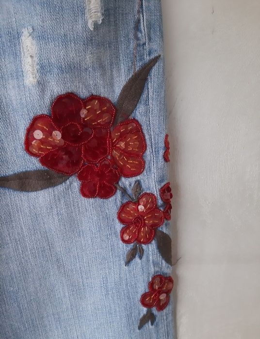 Spodnie jeansowe z haftem S.Oliver – boho unikatowe  38 40