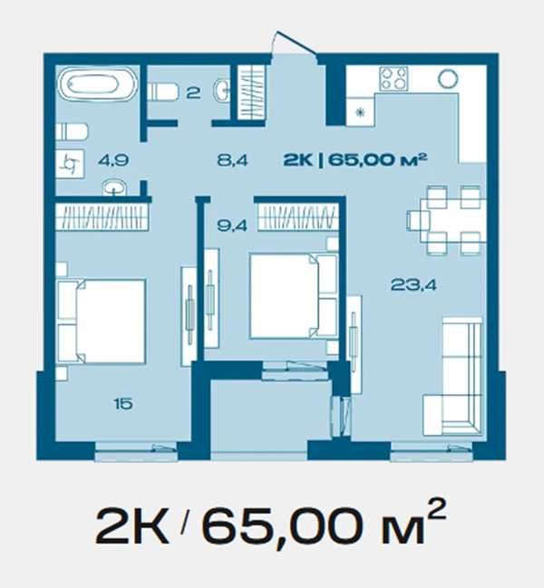 Продається 2 кімнатна квартира в ЖК «Porto Franko» 65м2_KC