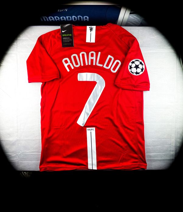 (L) CRISTIANO RONALDO 7 MAN UNITED 2007/2008 FINAŁ LIGA MISTRZÓW «Nike» Vintage Jersey Nowa Czerwona Domowa Piłkarska Koszulka | CHAMPIONS LEAGUE