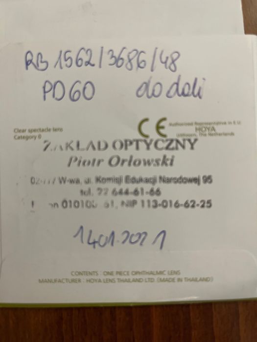 Okulary korekcyjne Ray-Ban RB1562 trasparent blue