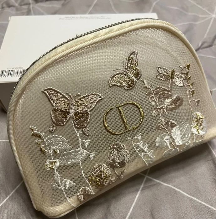 Kosmetyczka beżowa motyle Dior beauty