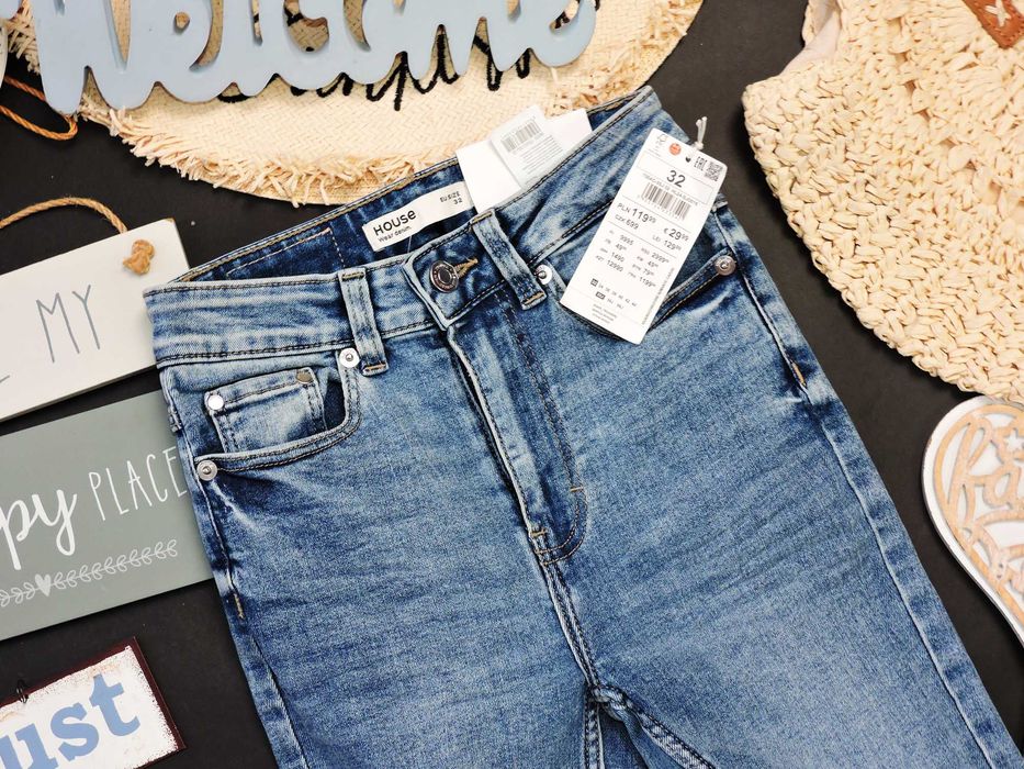 House Nowe spodnie jeans dzowny wysoki stan 32