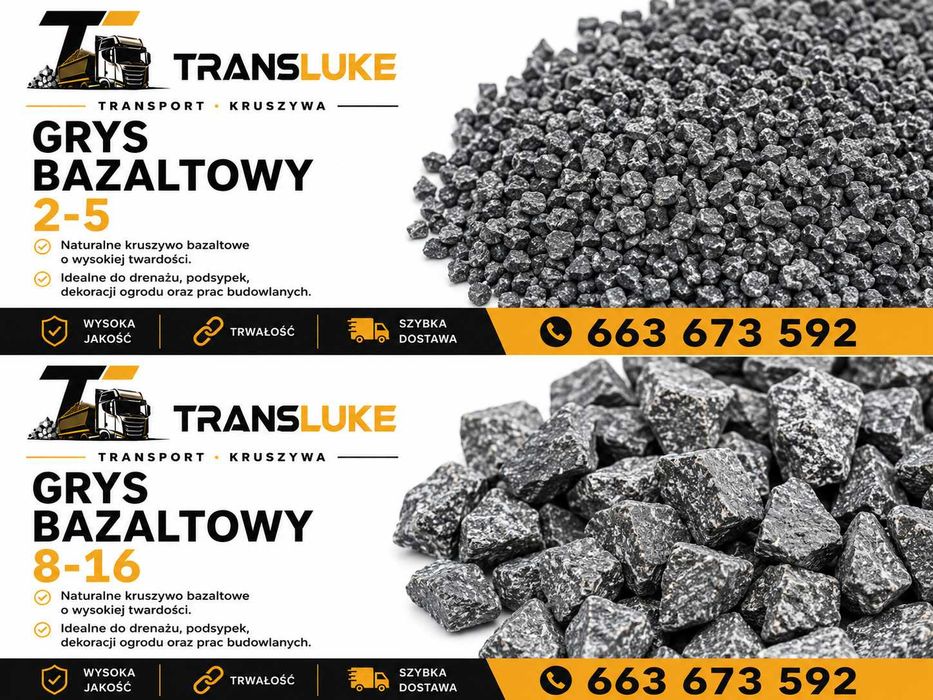 KRUSZYWA GRANITOWE I BAZALTOWE | Grys | Piasek | Tłuczeń | Transport