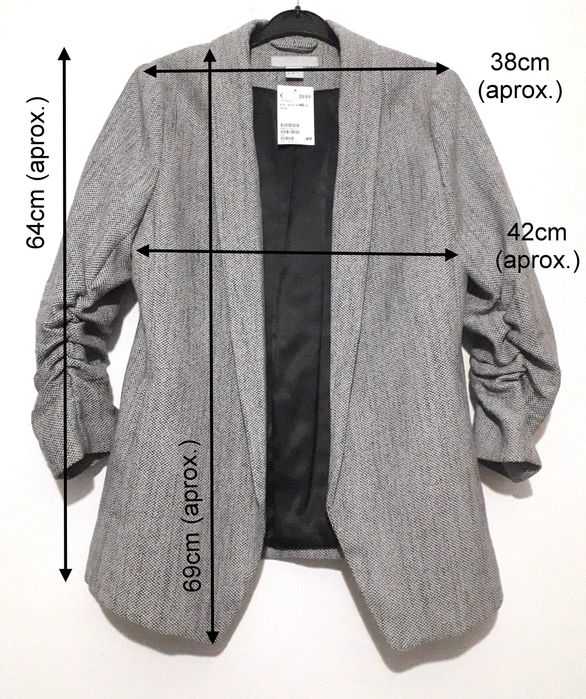 Blazer com manga enrugada H&M T: 40 (pequeno) Novo com etiqueta