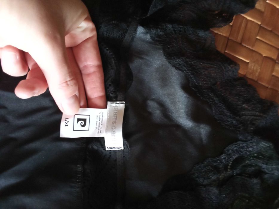 Koszula nocna halka satyna czarna Pierre Cardin nowa fabry opak r L/XL
