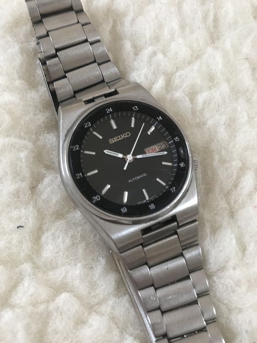 Srebrny metalowy stary zegarek męski Seiko automatic vintage