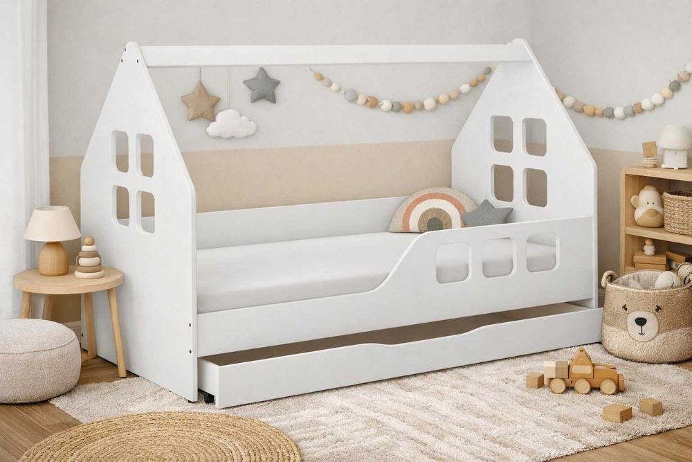 Łóżko dla dziecka Montessori domek 160x80 z szufladą + MATERAC GRATIS