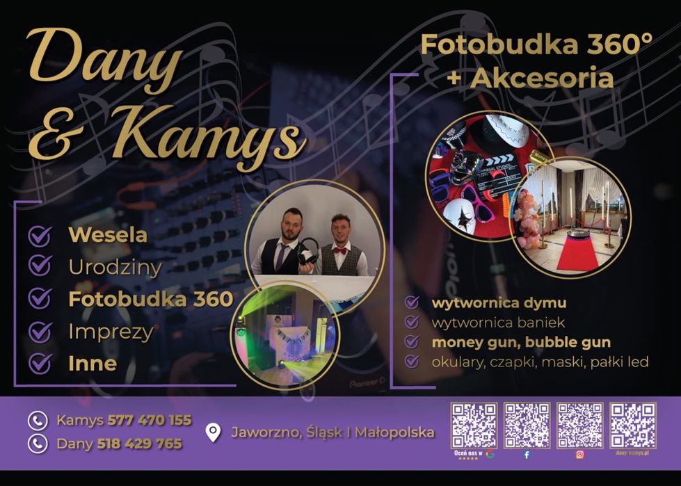 DJ Dany & Kamys Duet za cenę jednego + Fotobudka 360 Imprezy i Eventy