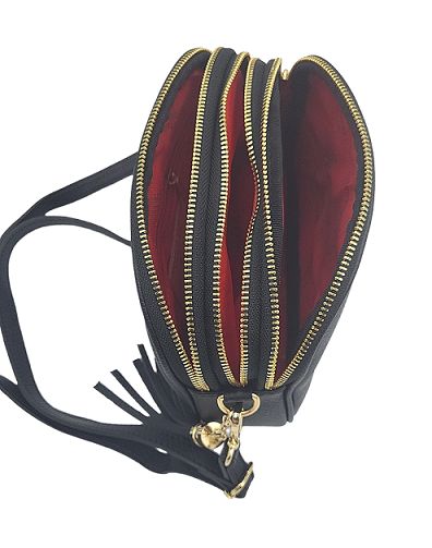 Torebka listonoszka trzy komory Laura Biaggi skóra czarna