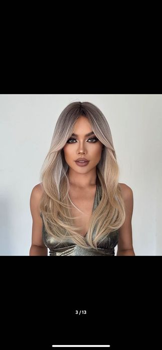 Nowa peruka blond długa damska balejaż pasemka prostą sombre