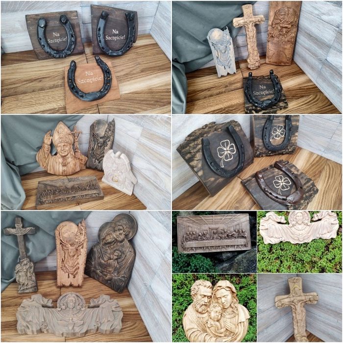 Obraz Płaskorzeźba drewniana trofeum JELEŃ prezent dla myśliwego 30cm