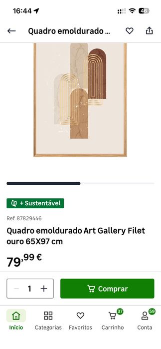 Conjunto 2 Quadros Leroy Merlin com Moldura Abstrato Art Gallery Geometry Filet ouro