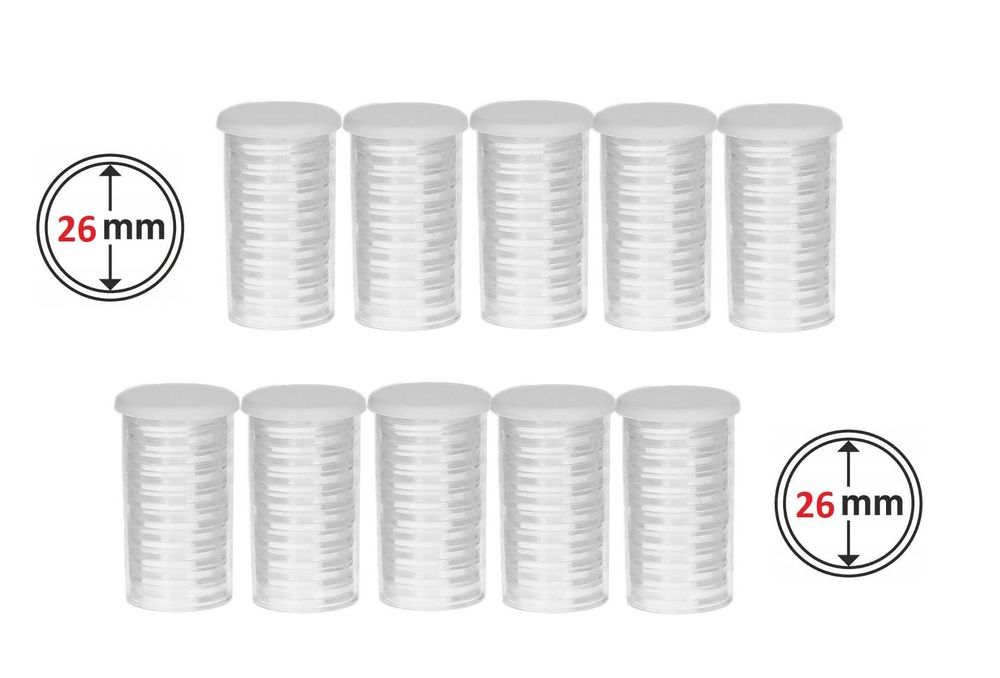 Kapsle na monety 2 euro (26mm) w tubach - 100 sztuk
