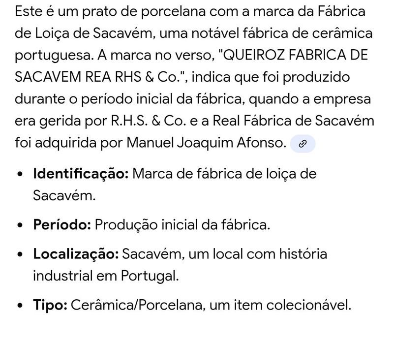 Cerâmica fábrica de Sacavém de Queiroz prato