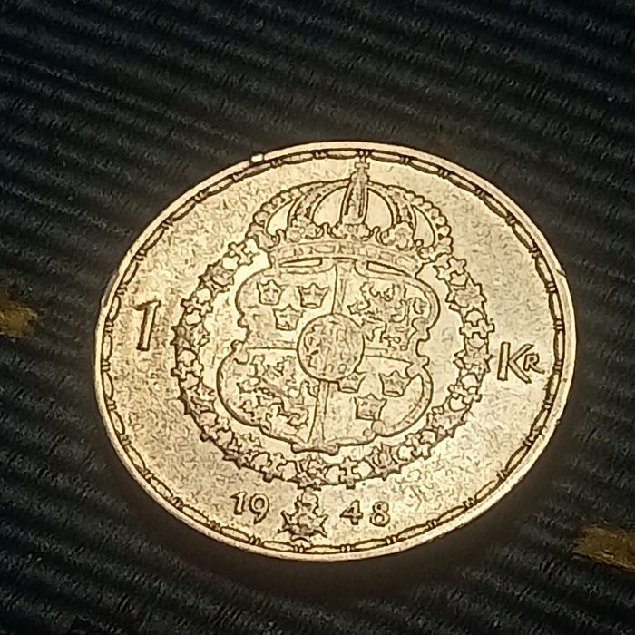 moeda prata 1 coroa Suecia 1948