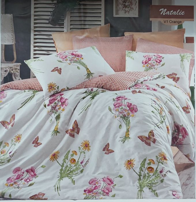 Натуральний комплект постільної білизни евро з бавовни Туреччина