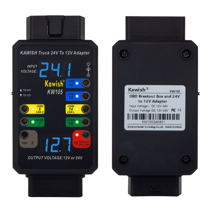 Перехідник 24-12V, OBD 2 роз'єма  Break Out Box, Kawish, для авто