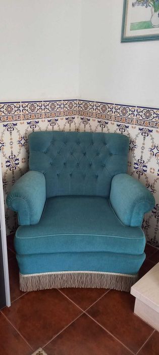 Sofás Vintage em veludo azul celeste